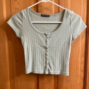 Brandy Melville Sage Button-Up Crop Top